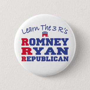Romney Ryan Learn the 3 R's Pinback Button