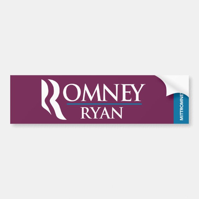 Romney Ryan Logo Bumper Sticker Purple (Front)