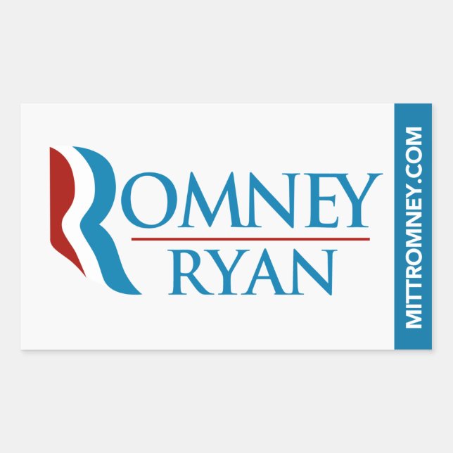 Romney Ryan Logo Sticker Rectangle White (Front)