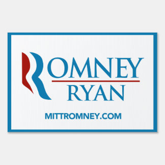 Romney Ryan Logo With Website Yard Sign (White)