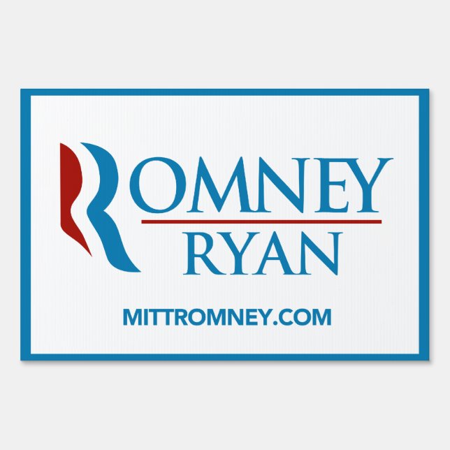 Romney Ryan Logo With Website Yard Sign (White) (Back)