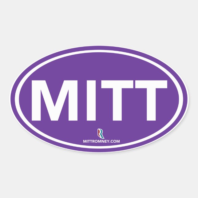 Romney Ryan Mitt Oval Sticker (Purple) (Front)