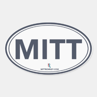 Romney Ryan Mitt Oval Sticker (White / Dark Blue)