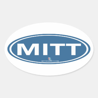 Romney Ryan Mitt Sticker Oval (Blue)