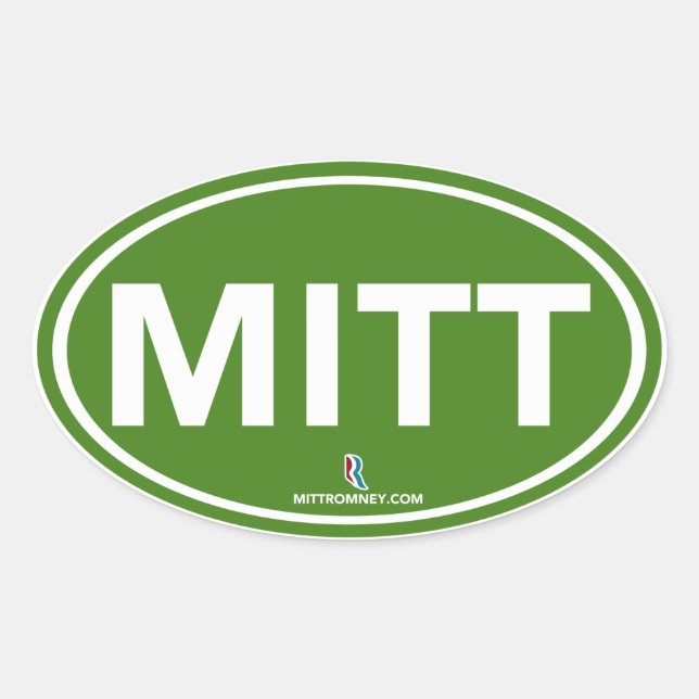 Romney Ryan Mitt Sticker Oval (Green) (Front)