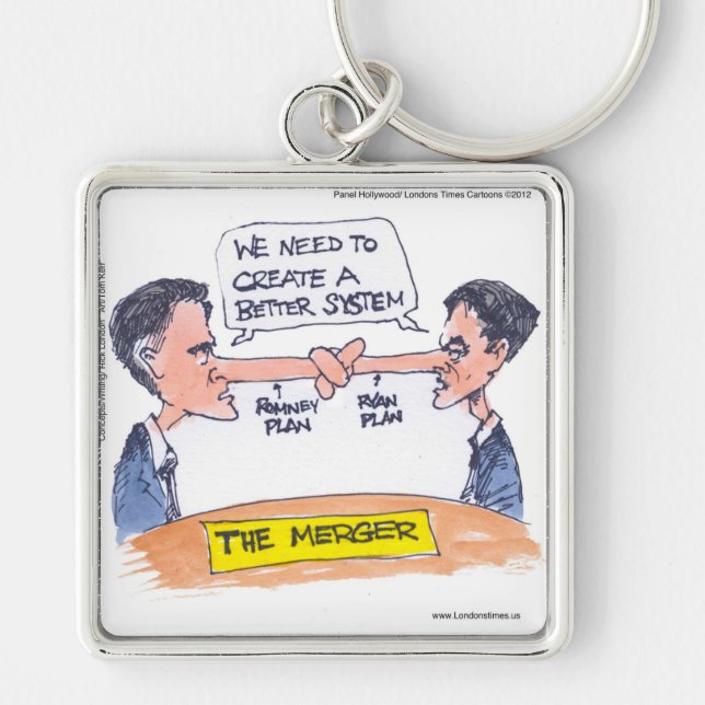 Romney Ryan Pinocchio Merger Funny Gifts & Tees Keychain (Front)