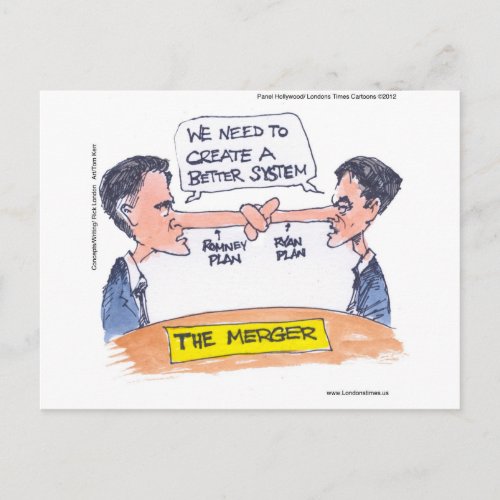 Romney Ryan Pinocchio Merger Funny Gifts  Tees Postcard
