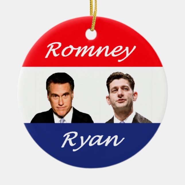 Romney Ryan Retro Ceramic Ornament (Front)