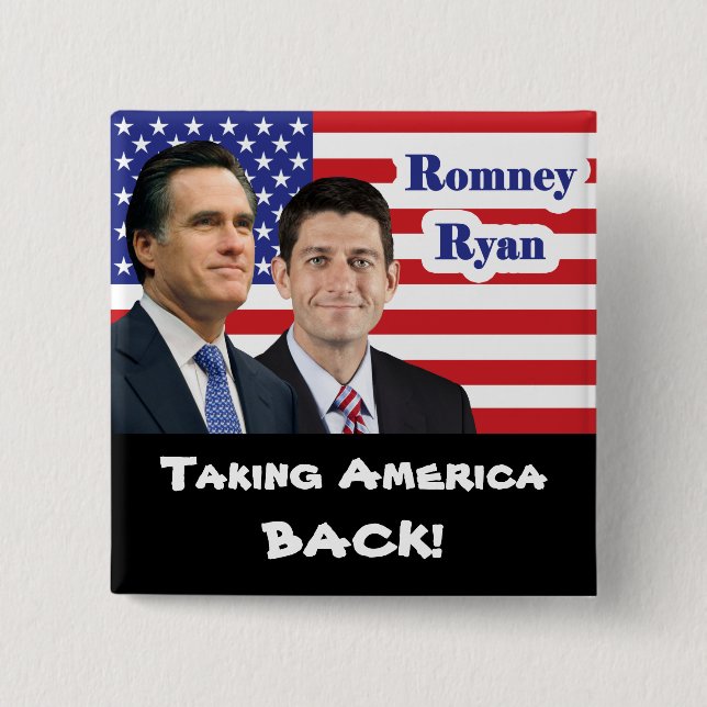 Romney Ryan - Taking America Back! Pinback Button (Front)