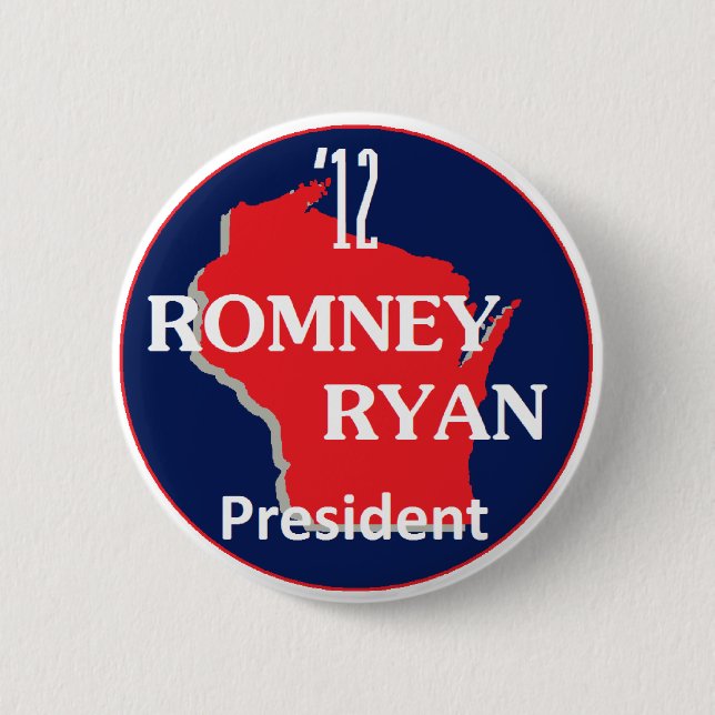 Romney Ryan WISCONSIN Pinback Button (Front)