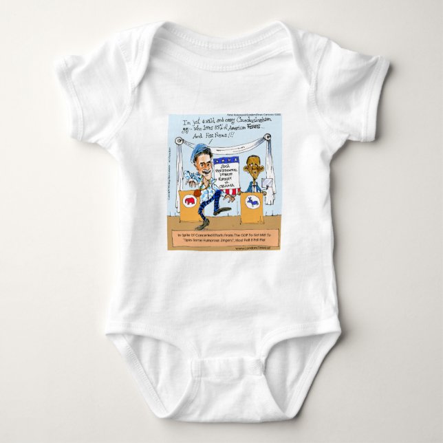 Romney Tries Zingers on Obama Funny Gifts & Cards Baby Bodysuit (Front)