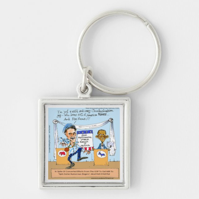 Romney Tries Zingers on Obama Funny Gifts & Cards Keychain (Front)