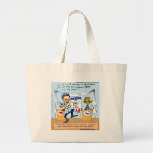 Romney Tries Zingers on Obama Funny Gifts & Cards Large Tote Bag