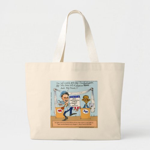 Romney Tries Zingers on Obama Funny Gifts  Cards Large Tote Bag