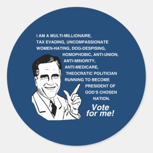 Romney Vote for Mepng Classic Round Sticker