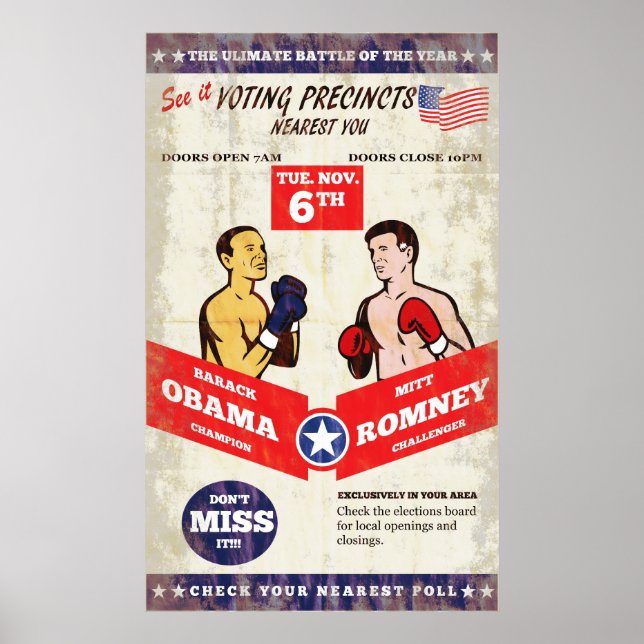 Romney Vs Obama American Elections 2012 Boxing Pos Poster (Front)