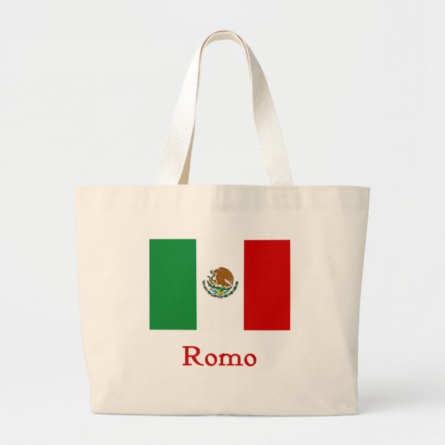 Romo Mexican Flag Large Tote Bag (Front)