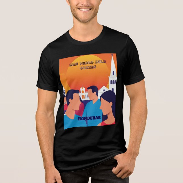 Rompecabezas  Honduras San Pedro Sula Retro poster Tri-Blend Shirt (Front)