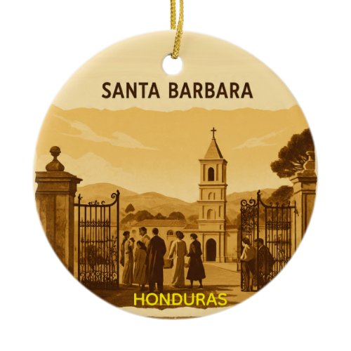 Rompecabezas  Honduras Santa Barbara Retro poster Ceramic Ornament