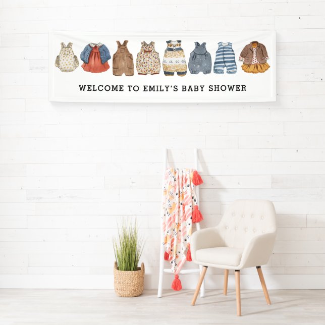 Rompers Dresses Welcome to Baby Shower  Banner (Insitu)