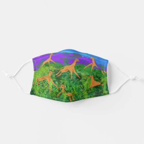 Romping Giraffes in the Mountains Adult Cloth Face Mask