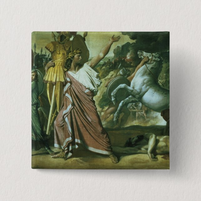 Romulus, conqueror of Acron, taking his booty to t Pinback Button (Front)