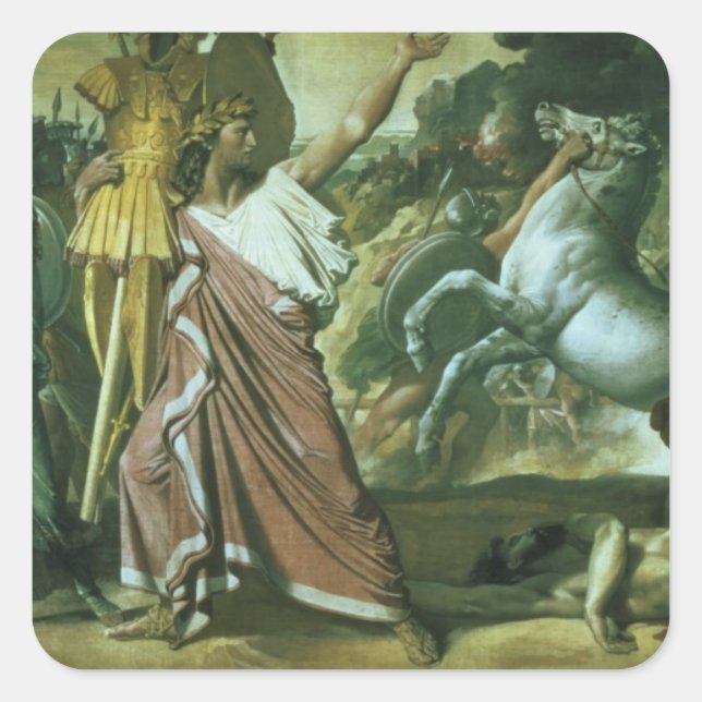 Romulus, conqueror of Acron, taking his booty to t Square Sticker (Front)