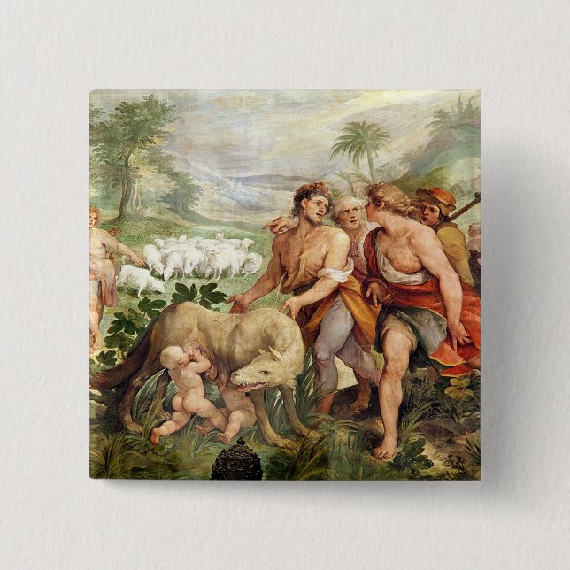 Romulus suckled by the she-wolf button (Front)