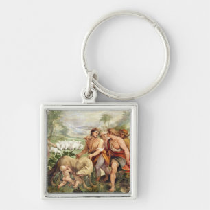 Romulus suckled by the she-wolf keychain