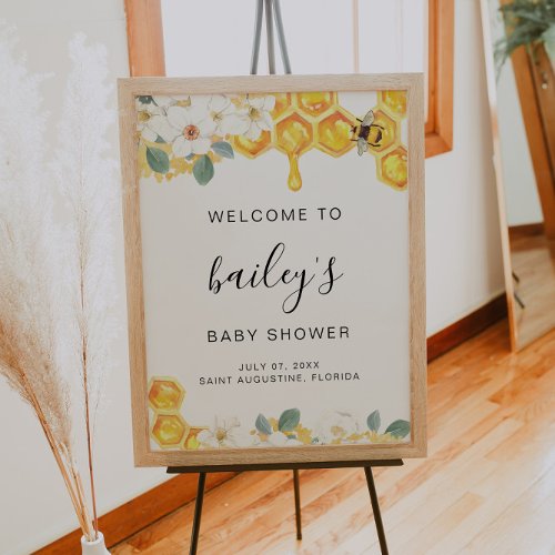 Romy _ Floral Bumble Bee Baby Shower Welcome Poster
