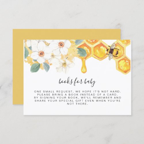 ROMY Floral Honey Bee Books for Baby Insert Invitation