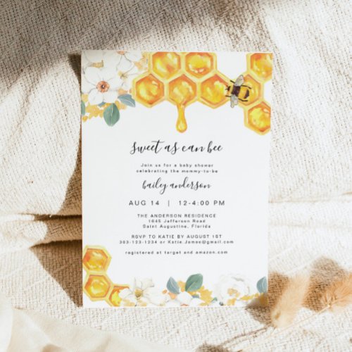 Romy _ Floral Honey Bumble Bee Baby Shower Invitation