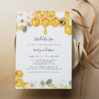 Romy - Floral Honey Bumble Bee Bridal Shower Invitation