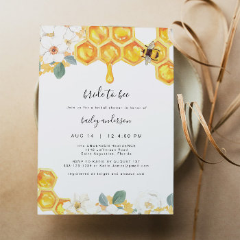 Romy - Floral Honey Bumble Bee Bridal Shower Invitation by UnmeasuredEvent at Zazzle