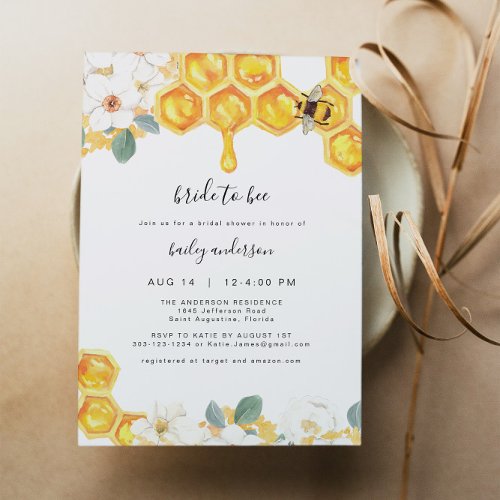Romy _ Floral Honey Bumble Bee Bridal Shower Invitation