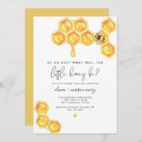 ROMY Minimal Rustic Little Honey Bee Gender Reveal Invitation