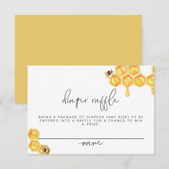 ROMY Rustic Bumble Bee Baby Shower Diaper Raffle Invitation (Front/Back)