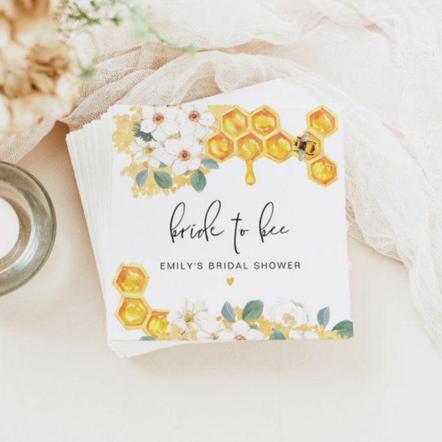 ROMY Rustic Bumble Bee Floral Bridal Shower Napkins (Creator Uploaded)