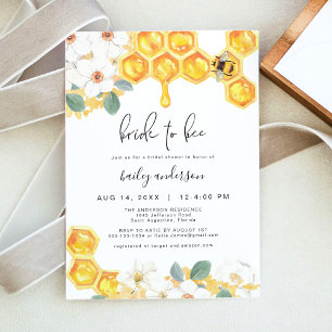 ROMY Rustic Floral Honey Bride to Bee Bridal  Invitation