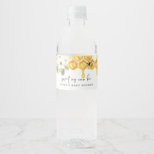 ROMY Rustic Floral Sweet As Can Be Baby Shower Water Bottle Label