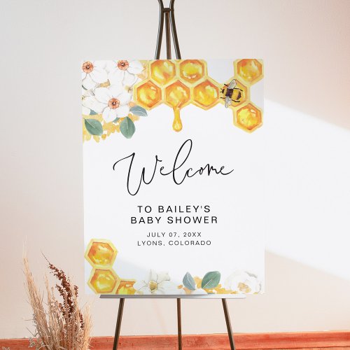 ROMY Rustic White Floral Bumble Bee Baby Shower Foam Board