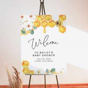 ROMY Rustic White Floral Bumble Bee Baby Shower Foam Board