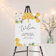 ROMY Rustic White Floral Bumble Bee Baby Shower Foam Board