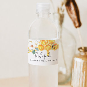 ROMY Rustic White Floral Honey Bee Bridal Shower Water Bottle Label