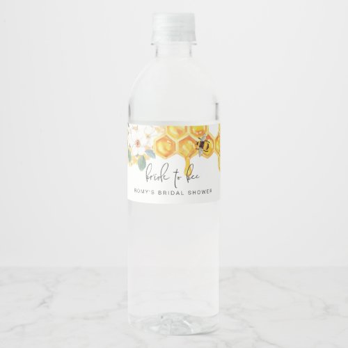 ROMY Rustic White Floral Honey Bee Bridal Shower Water Bottle Label