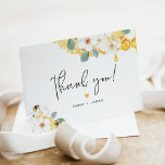 ROMY Rustic White Floral Honey Bumble Bee Thank You Card<br><div class="desc">This thank you card features rustic white watercolor florals with dripping honeycomb and bumble bees paired with a cute handwritten font. This thank you is the perfect addition to your sweet as can bee baby shower,  bride to bee bridal shower,  or any other event.</div>