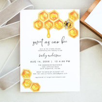 ROMY Rustic Yellow Sweet As Can Bee Baby Shower Invitation