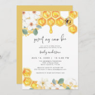 ROMY Sweet As Can Bee White Floral Baby Shower Invitation