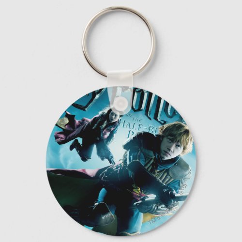 Ron and Ginny On Brooms 1 Keychain