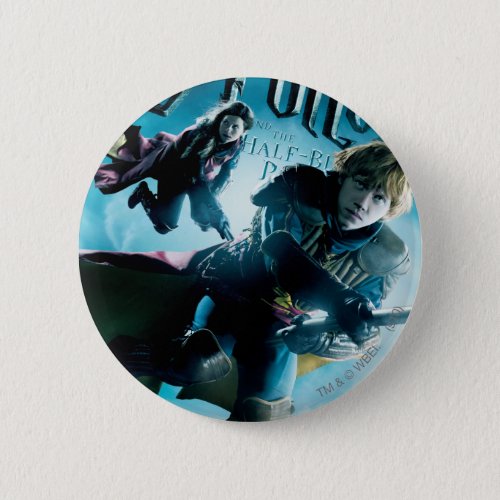 Ron and Ginny On Brooms 1 Pinback Button